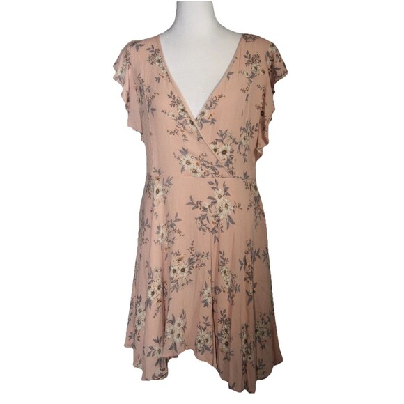 Alter’d State Feminine Floral wrap short sleeve Boho Dress Romantic Fairy Sz L - Picture 3 of 12